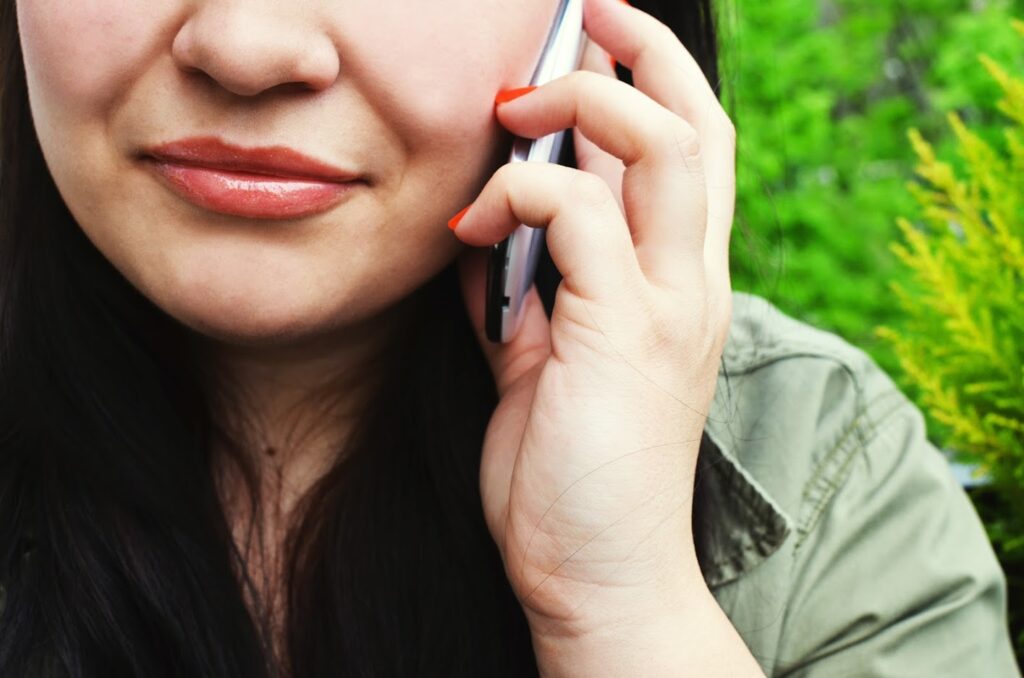 a female in a call