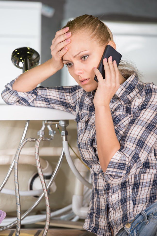 A woman wearing a plaid button-up shirt talking to someone over the phone